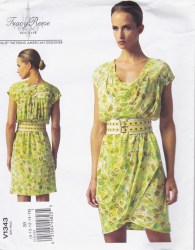 1343 Vogue Tracy Reese Designer Pullover Loose Yoke Elastic Waist Dress Pattern 8-16 New